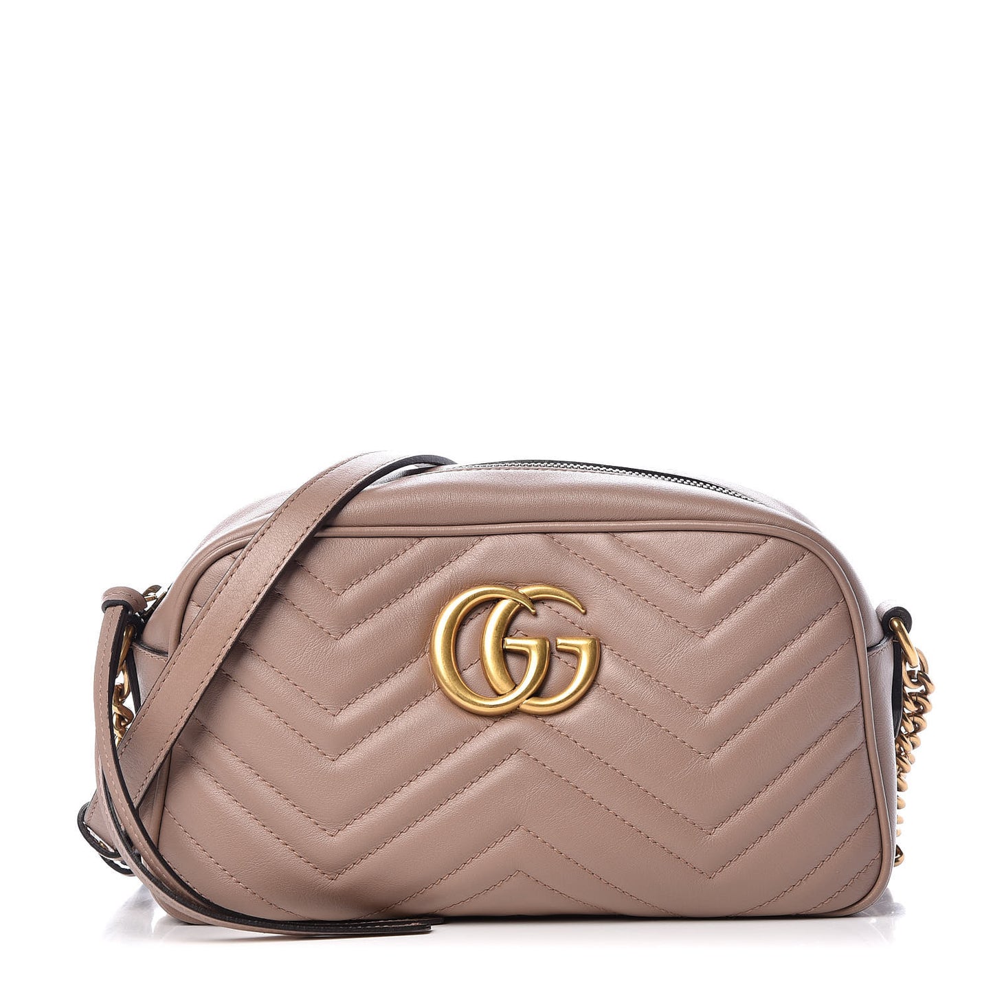 Calfskin Matelasse Small GG Marmont Chain Shoulder Bag Taupe