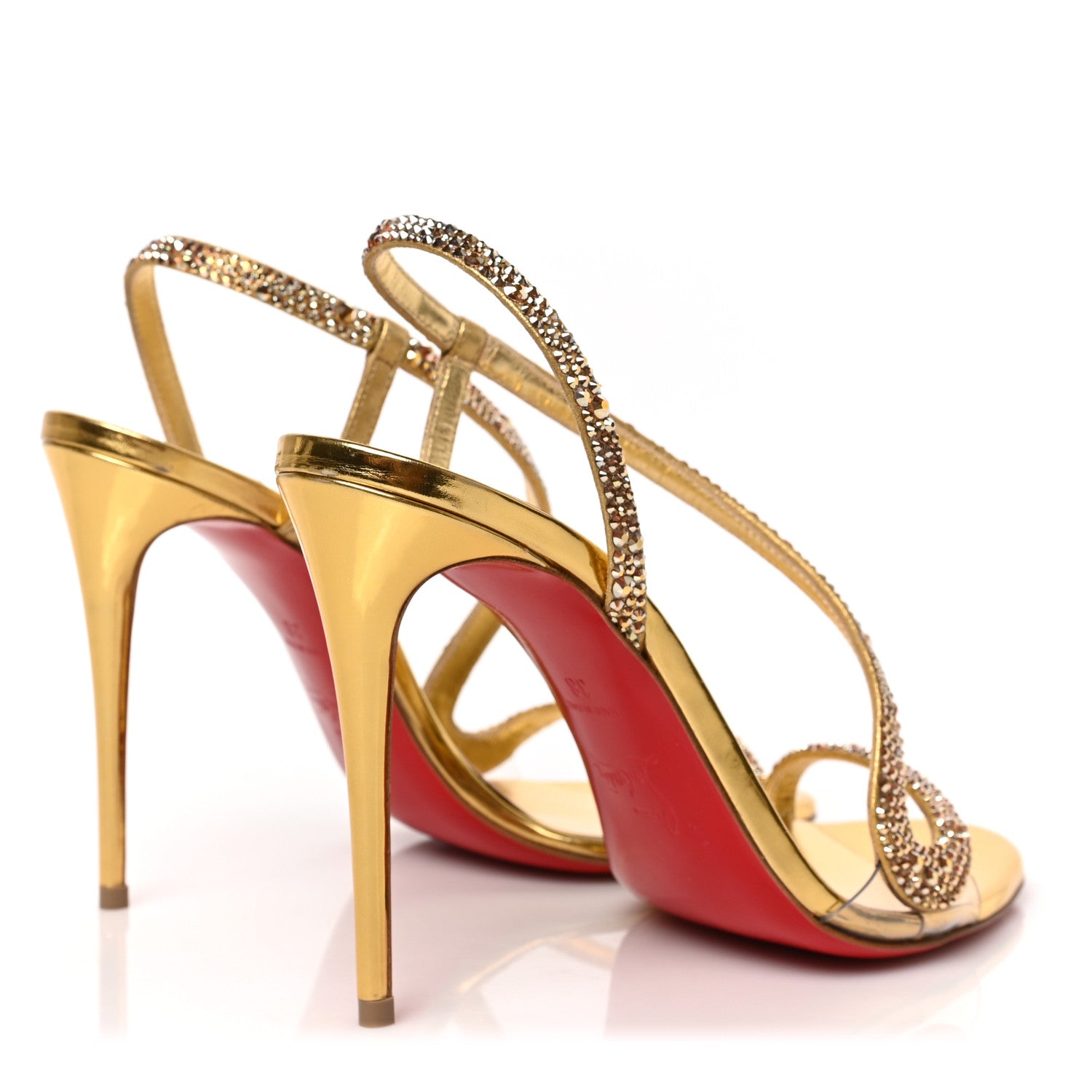 Christian Louboutin Crystal Strass Rosalie 100 Sandals 38 Cry Aurum Gold 4 of 8