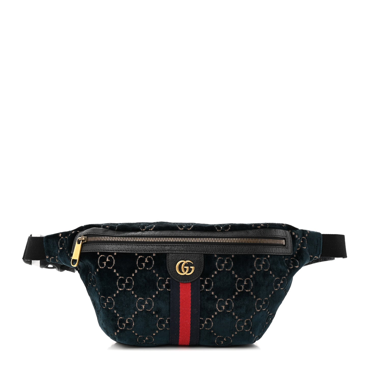 Velvet GG Monogram Web Belt Bag Blue Beige