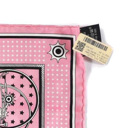 Hermes Silk Les Voitures A Transformation Bandana Scarf 55 Rose Vif White Black 4 of 5