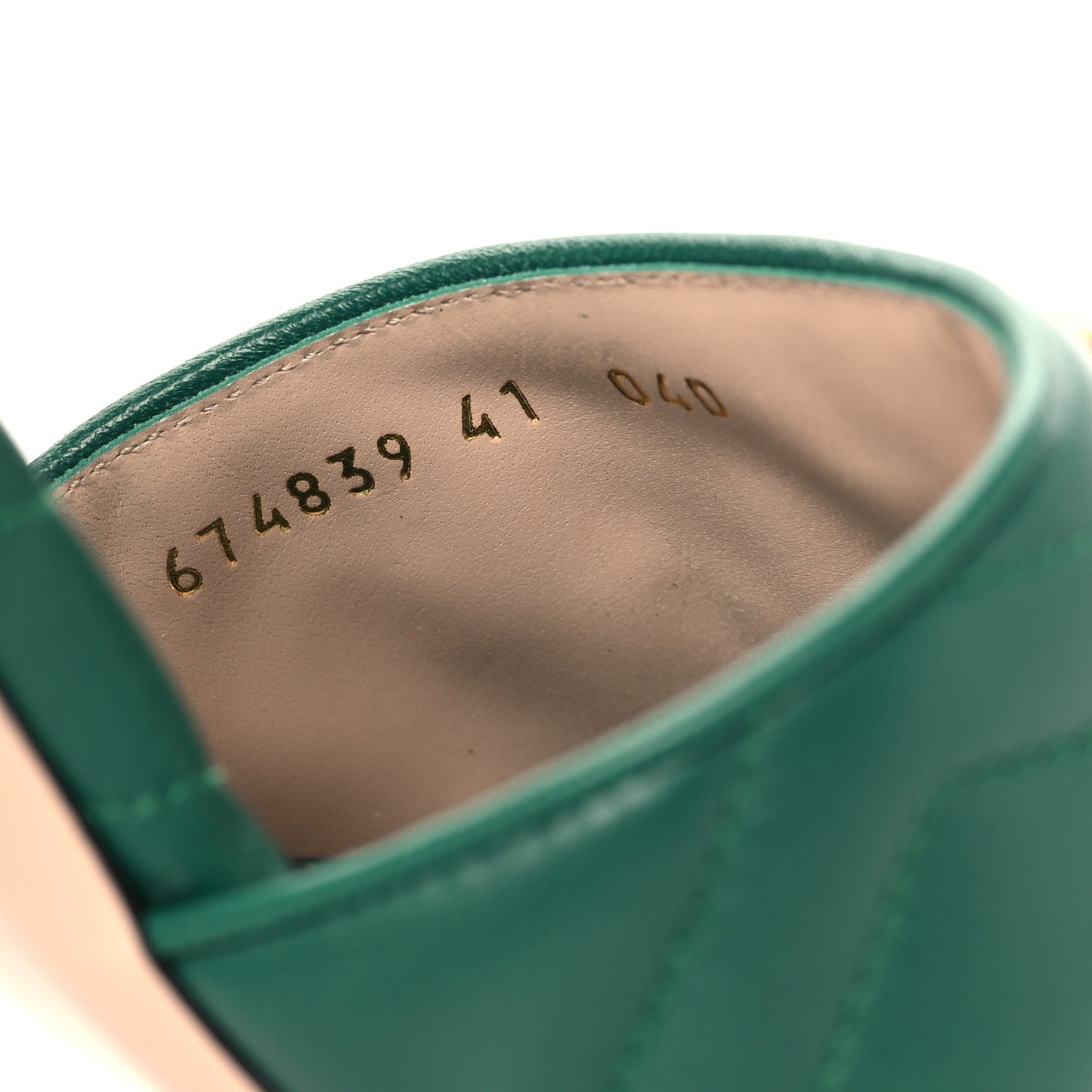 Nappa Matelasse GG Marmont 75mm Slide Sandals 41 Emerald