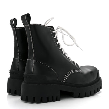 Balenciaga Calfskin Womens Strike 20mm Lace Up Boots 39 Black 4 of 9