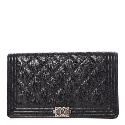 Chanel Caviar Quilted Boy Yen Wallet Black 1 of 9