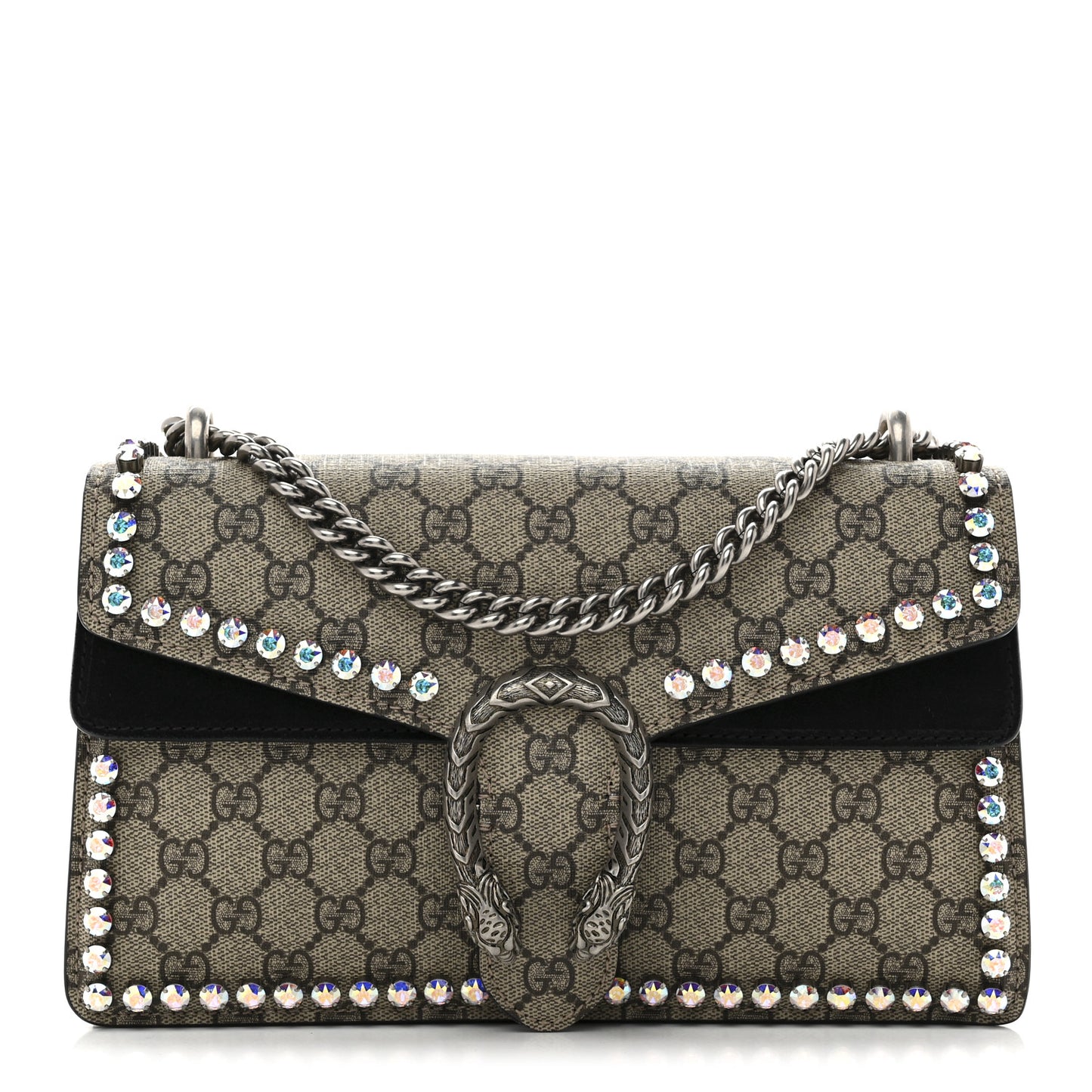 GG Supreme Monogram Crystal Small Dionysus Shoulder Bag Black