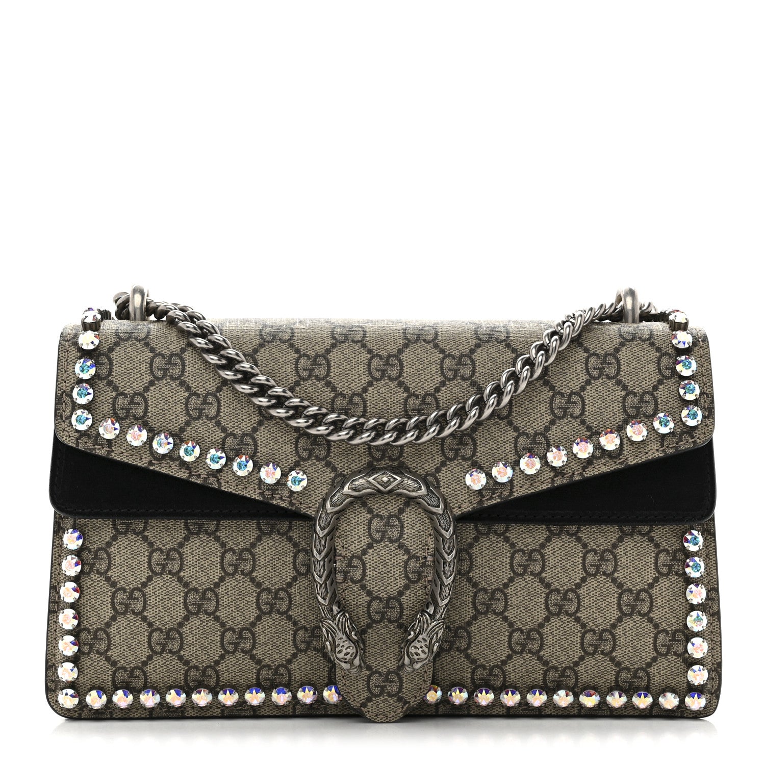 Gucci GG Supreme Monogram Crystal Small Dionysus Shoulder Bag Black 1 of 11