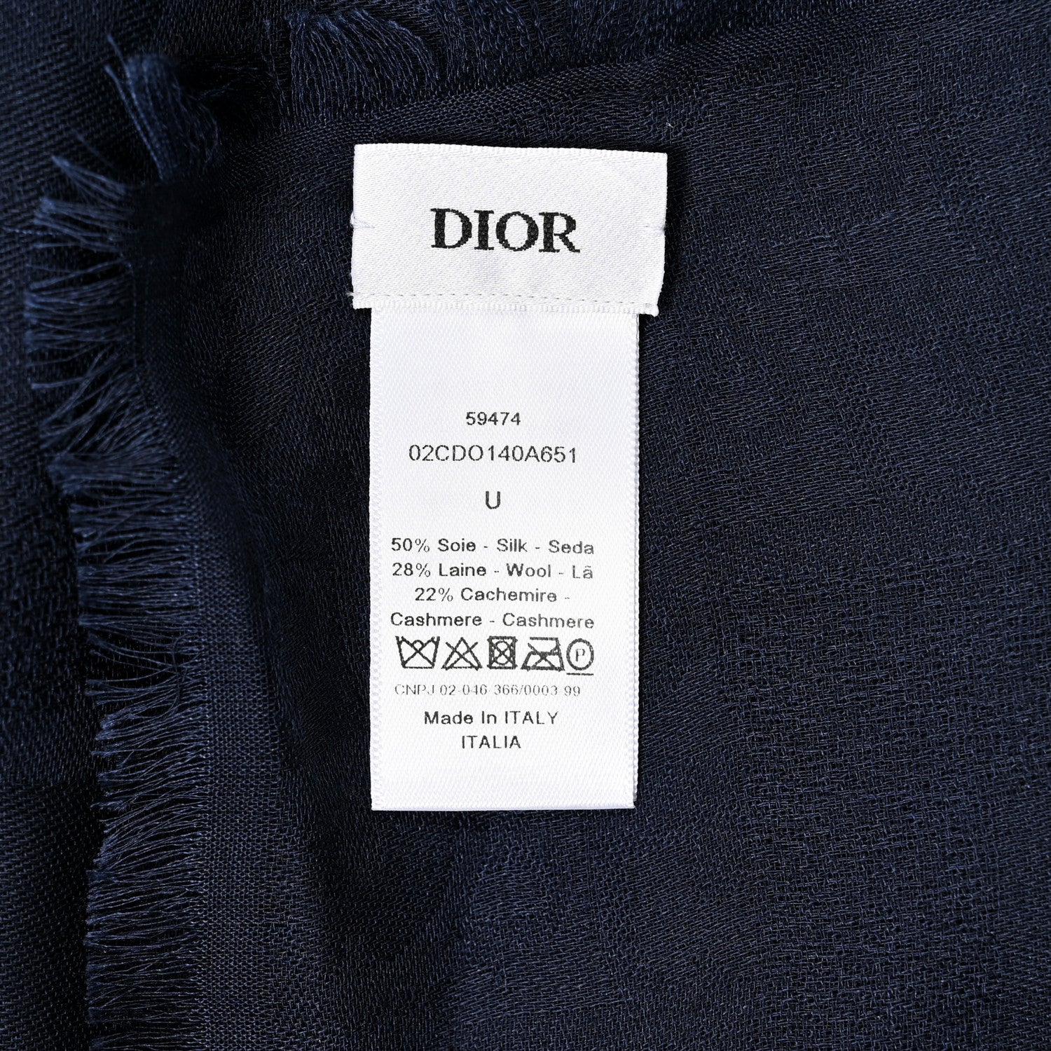 Christian Dior Silk Oblique Shawl 140 Navy Blue 3 of 3