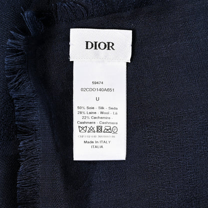 Christian Dior Silk Oblique Shawl 140 Navy Blue 3 of 3