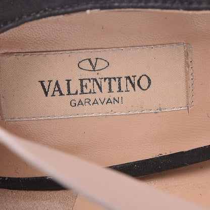 Valentino Garavani Suede Calfskin Back Zip Ankle Wrap Pumps 41 Poudre Black 10 of 11