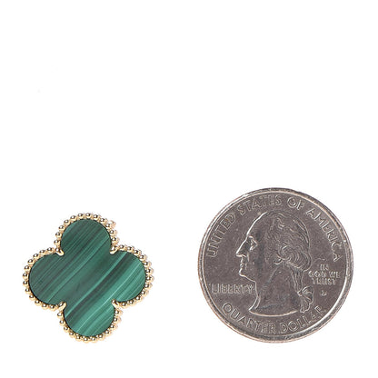 Van Cleef & Arpels 18K Yellow Gold Malachite Magic Alhambra Earrings 2 of 5