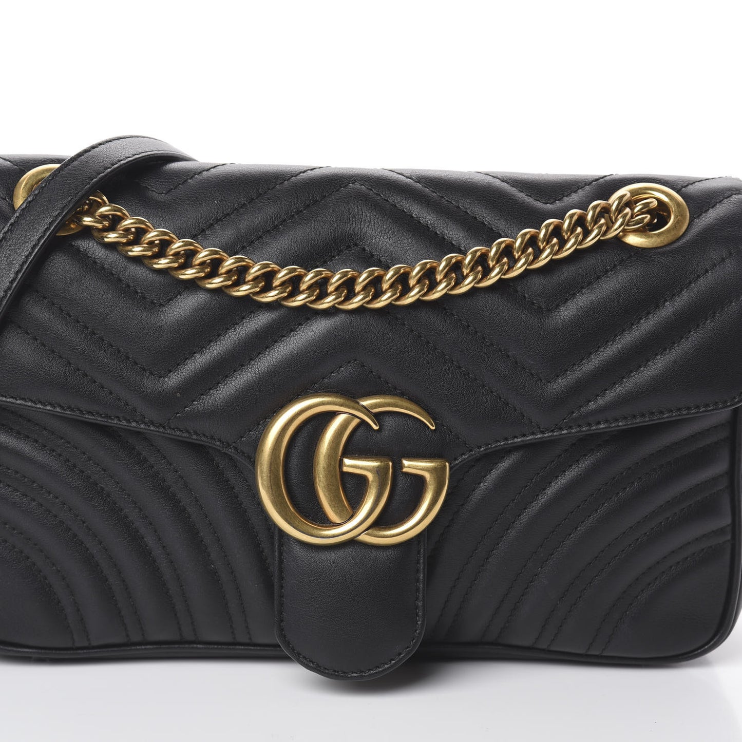 Calfskin Matelasse Small GG Marmont Shoulder Bag Black