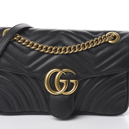 Gucci Calfskin Matelasse Small GG Marmont Shoulder Bag Black 6 of 8