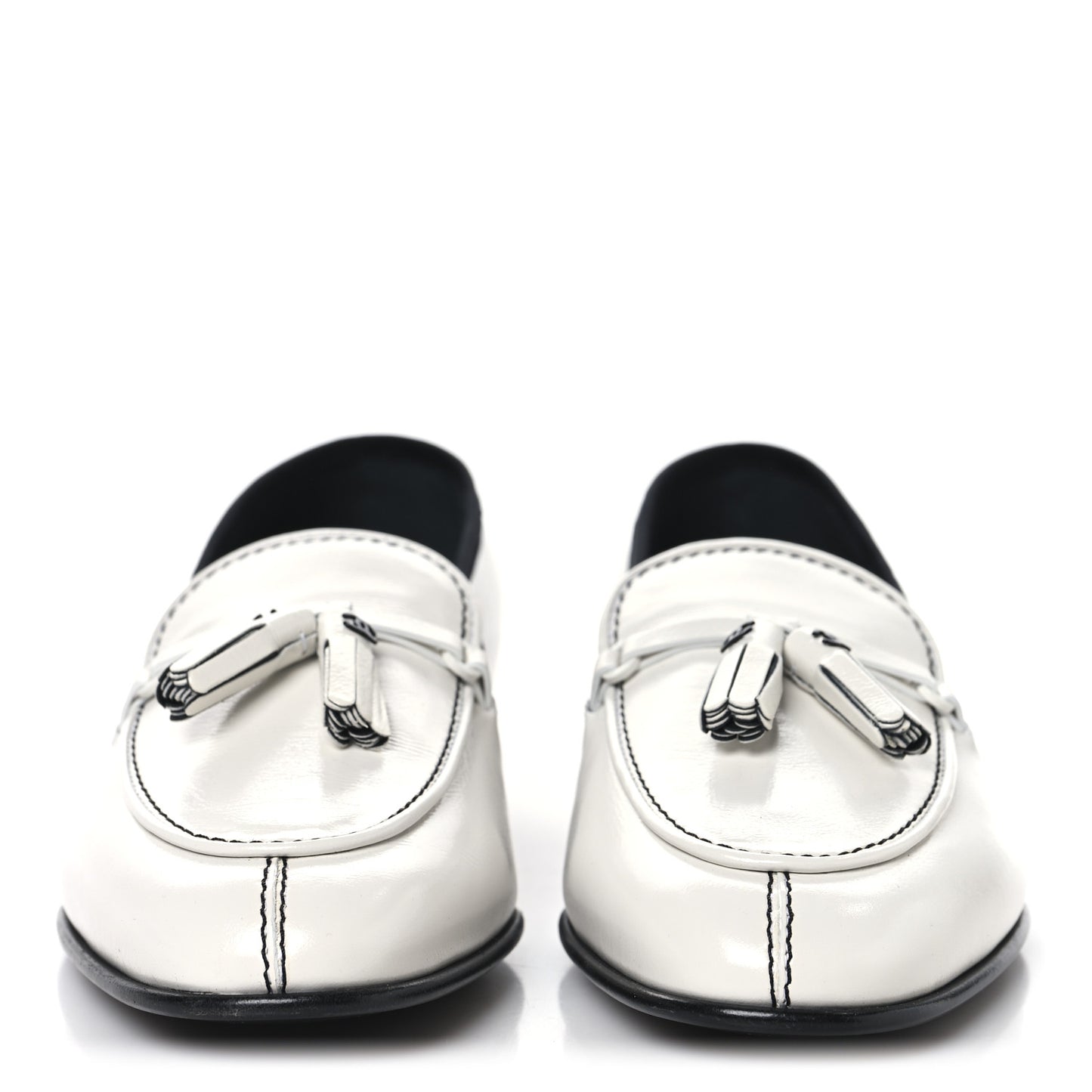 Calfskin Tassel Moccasin Loafers 38.5 White