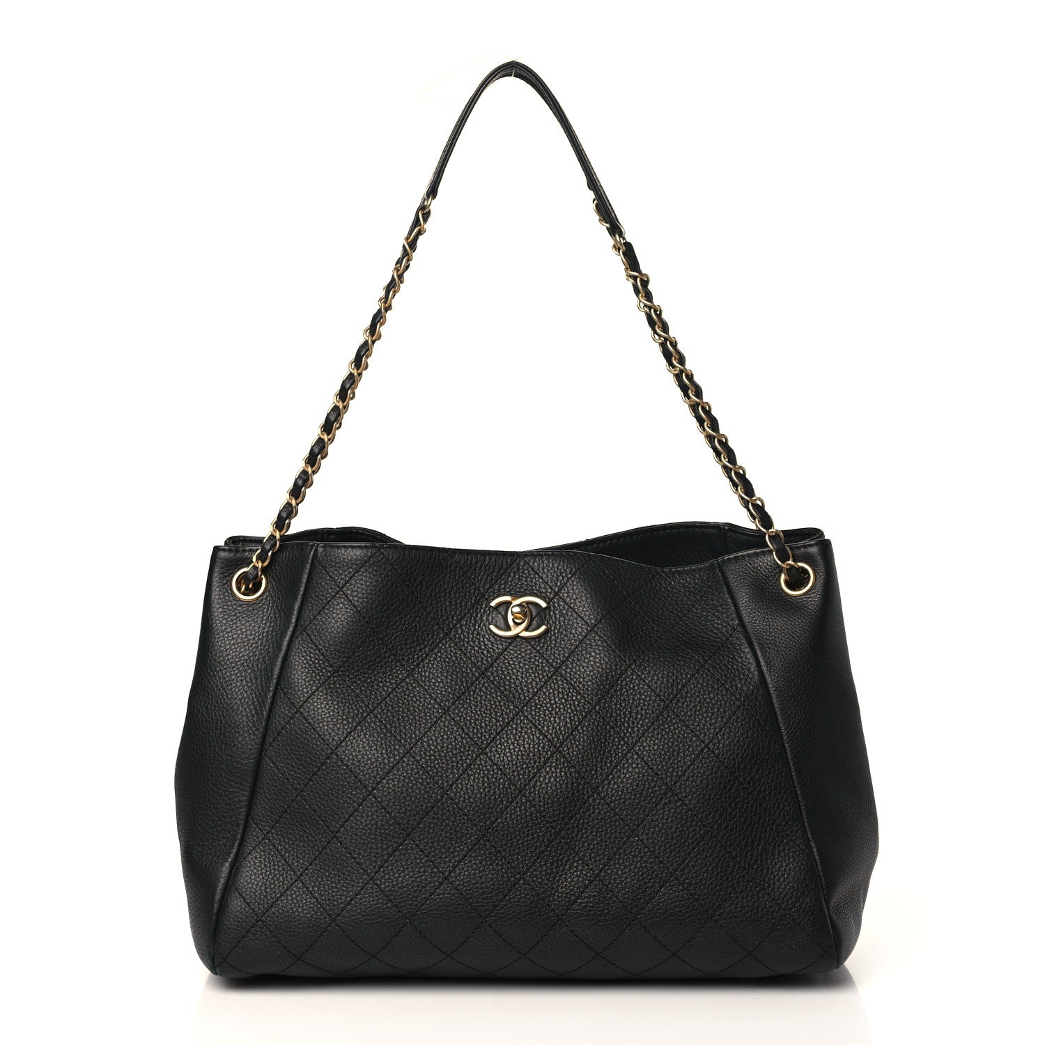 Chanel Grained Calfskin Stitched Large Supple Rock Shopping Tote Black 1 of 10