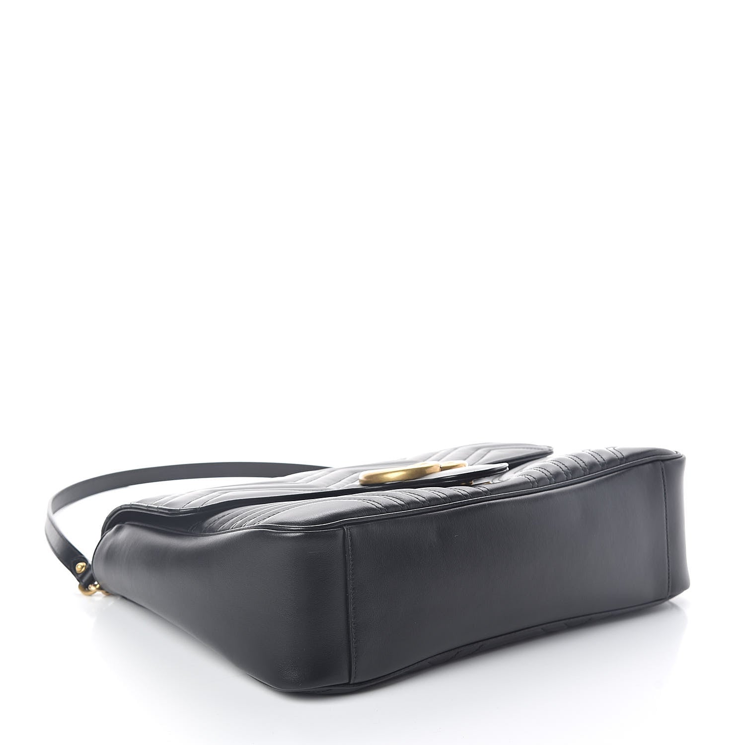 Gucci Calfskin Matelasse Large GG Marmont Shoulder Bag Black 4 of 10