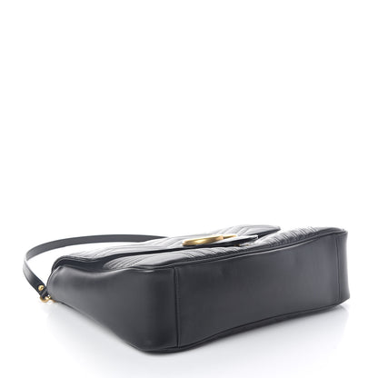 Gucci Calfskin Matelasse Large GG Marmont Shoulder Bag Black 4 of 10