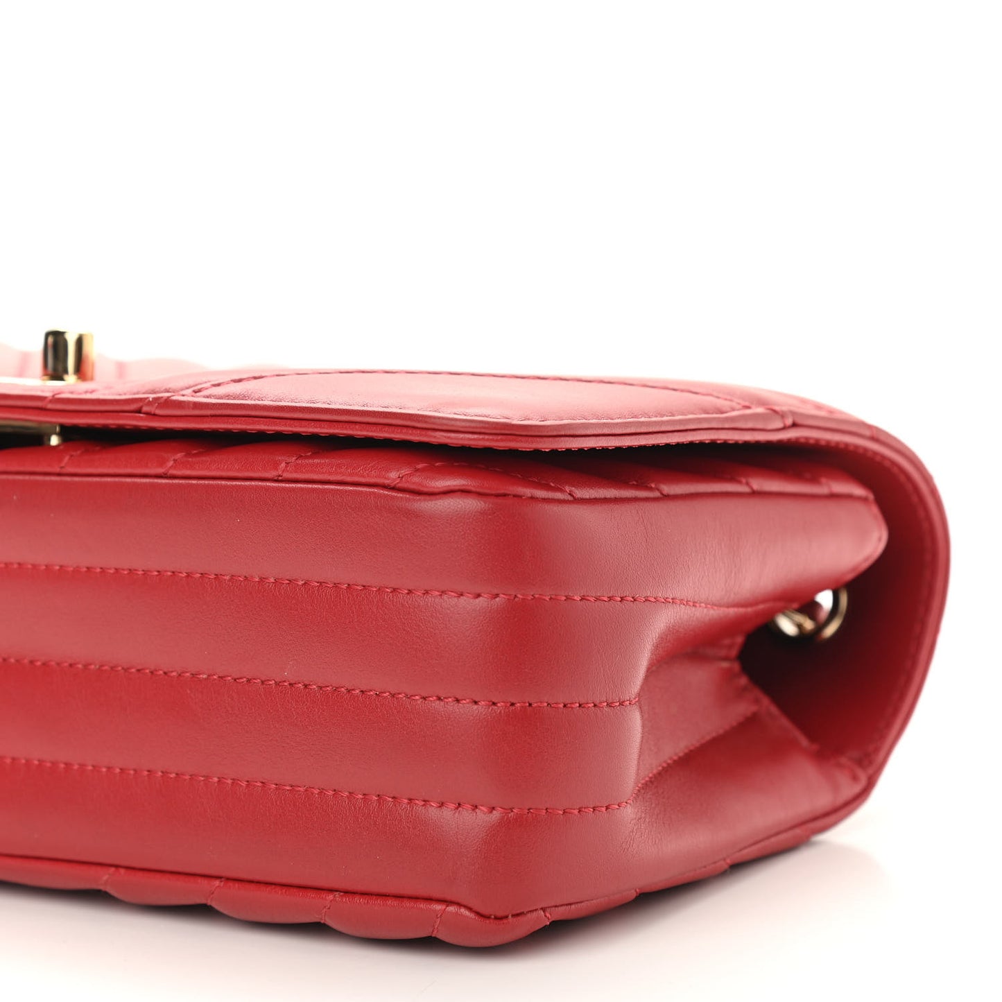 Calfskin Chevron Quilted Mini Statement Flap Red