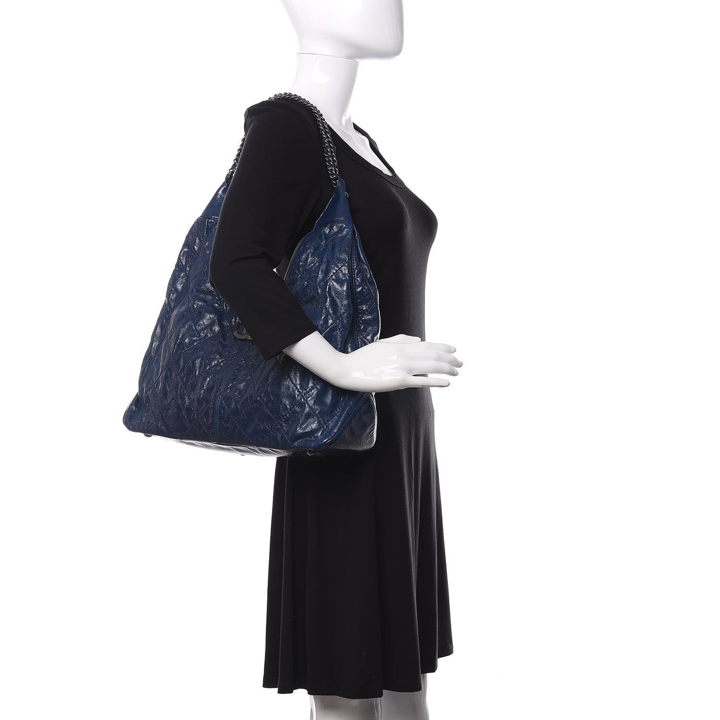 Aged Calfskin Quilted Coco Supple Hobo Blue