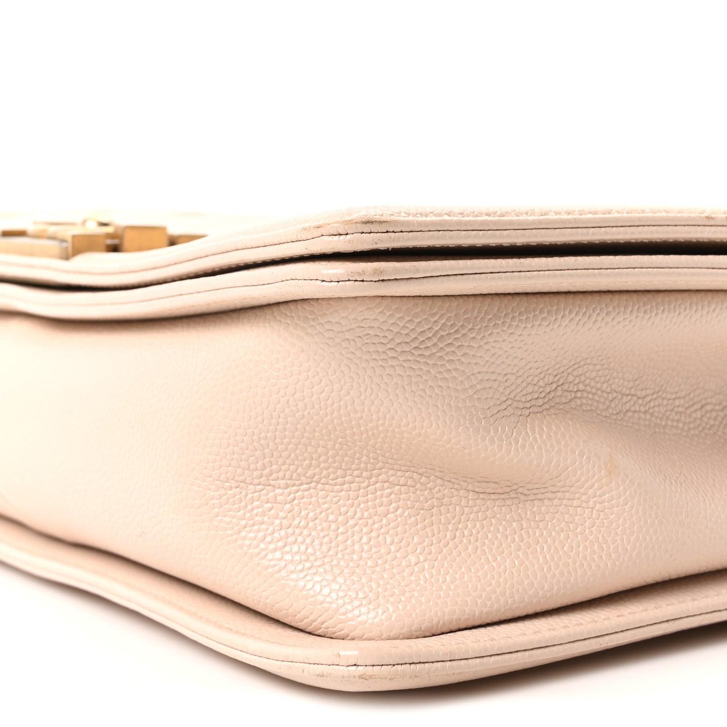 Caviar Chevron Quilted New Medium Boy Flap Beige