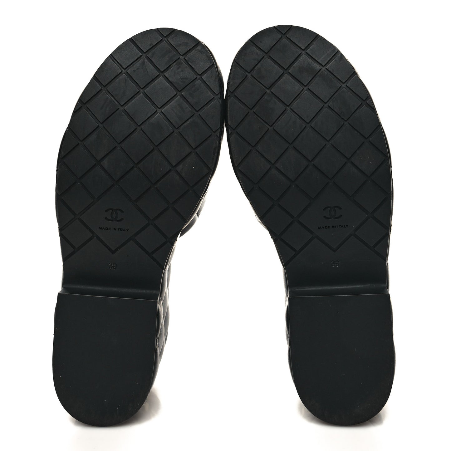 Lambskin Quilted CC Mules Wedge Sandals 39 Black