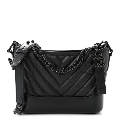 Chanel Aged Calfskin Chevron Quilted Small Gabrielle Hobo So Black 1 of 10