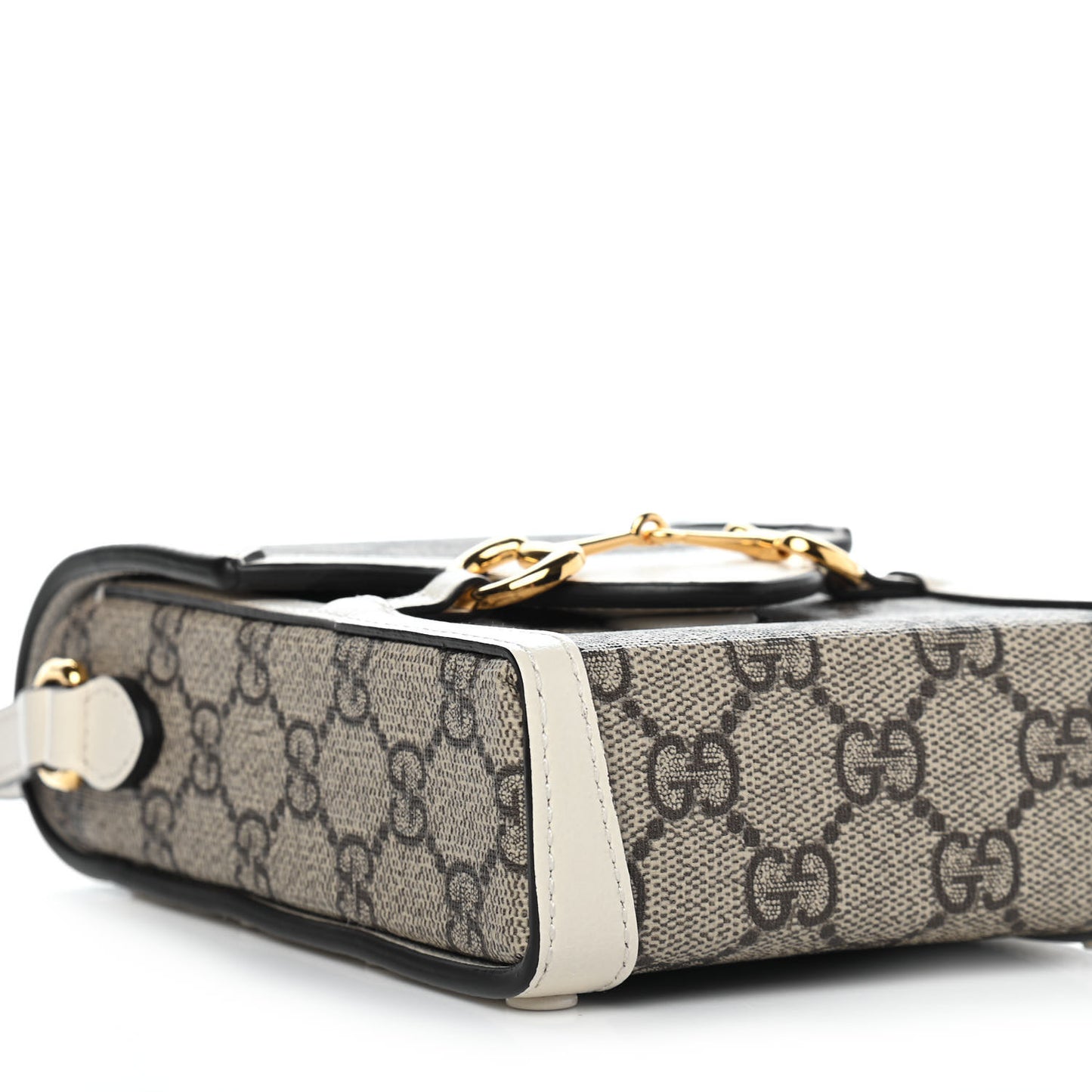 GG Supreme Monogram Azalea Calfskin Mini Horsebit 1955 Crossbody Bag Beige Ebony Mystic White
