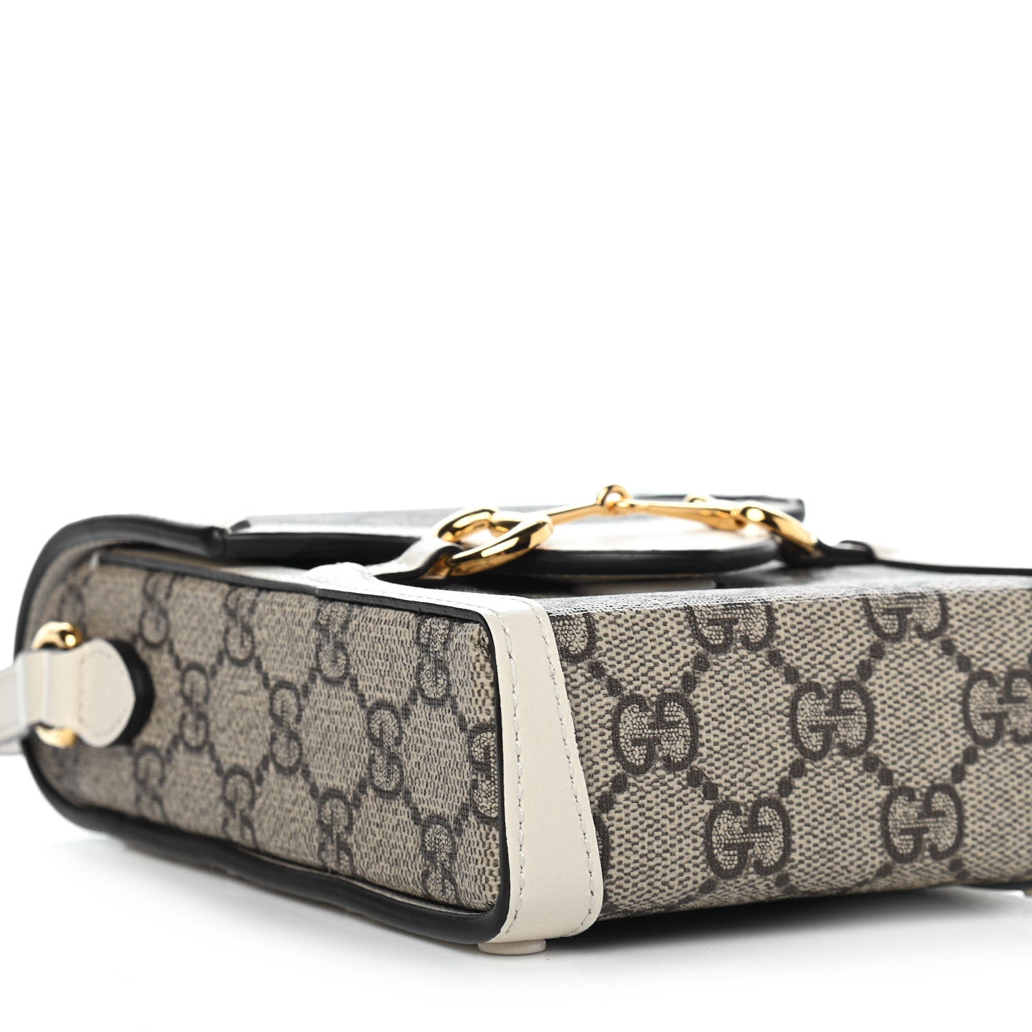 Gucci GG Supreme Monogram Azalea Calfskin Mini Horsebit 1955 Crossbody Bag Beige Ebony Mystic White 8 of 10
