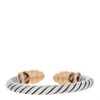 David Yurman Sterling Silver 18K Yellow Gold Diamond Petite Helena Ring 56 7.5 3 of 6