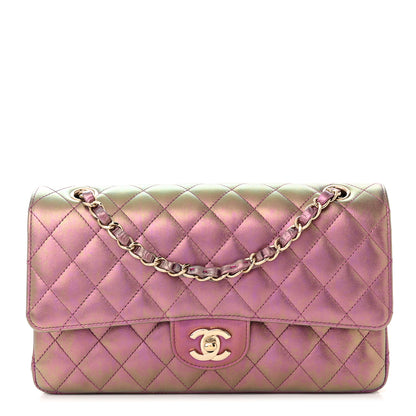 Chanel Iridescent Lambskin Quilted Medium Double Flap Purple 1 of 11