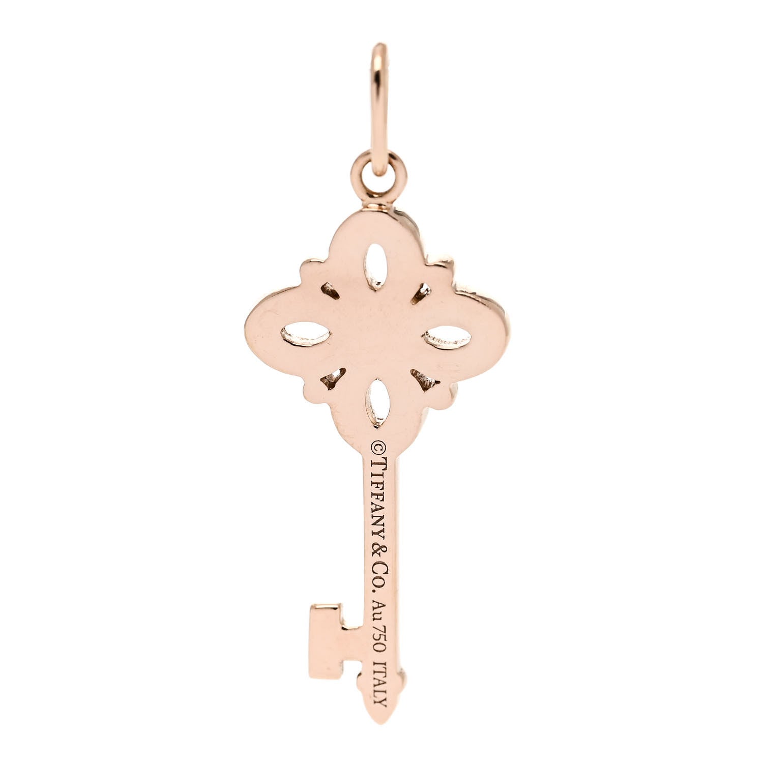 Tiffany 18K Rose Gold Pink Sapphire Mini Victoria Key Pendant 4 of 5