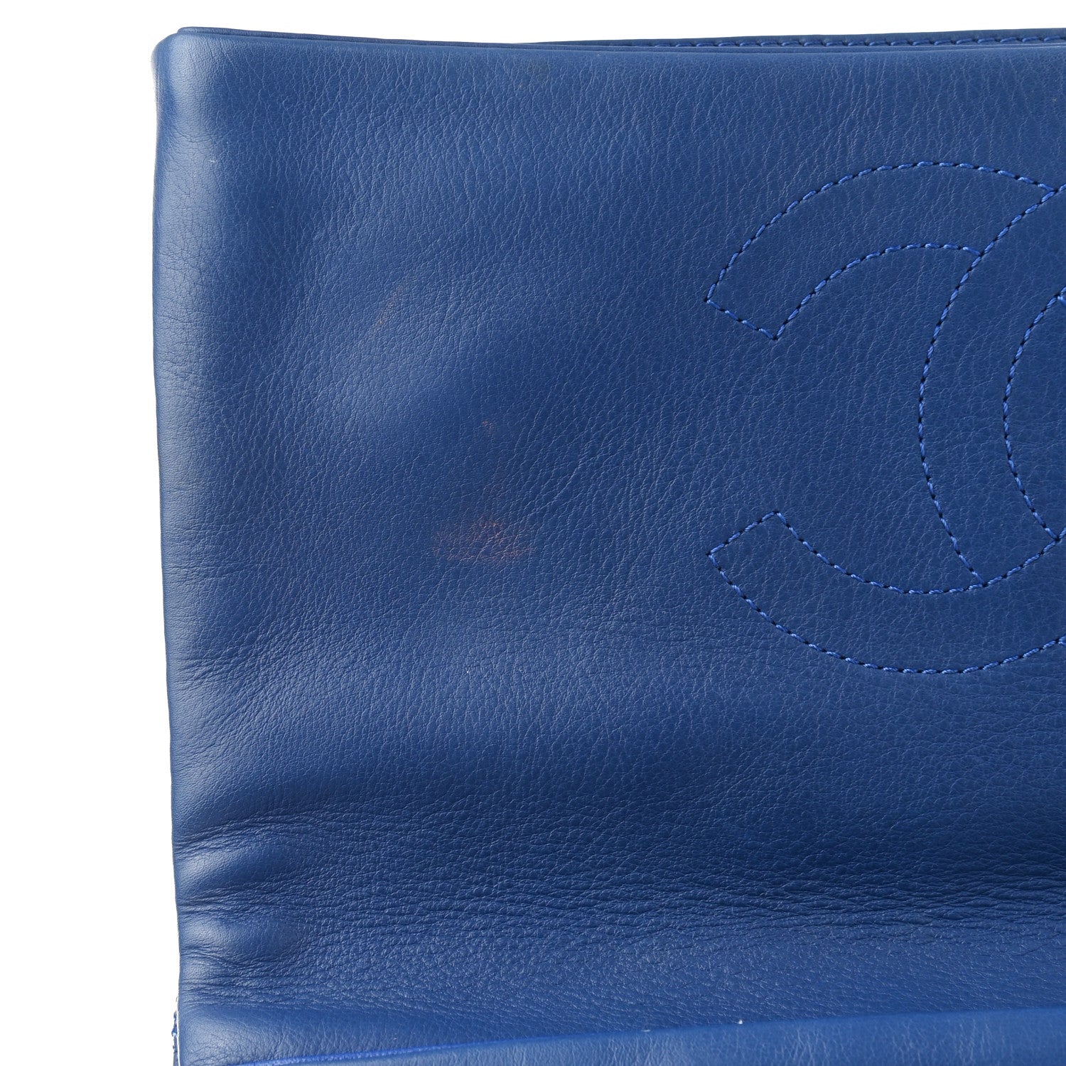 Chanel Calfskin Stitched Thin City Clutch Blue 8 of 10