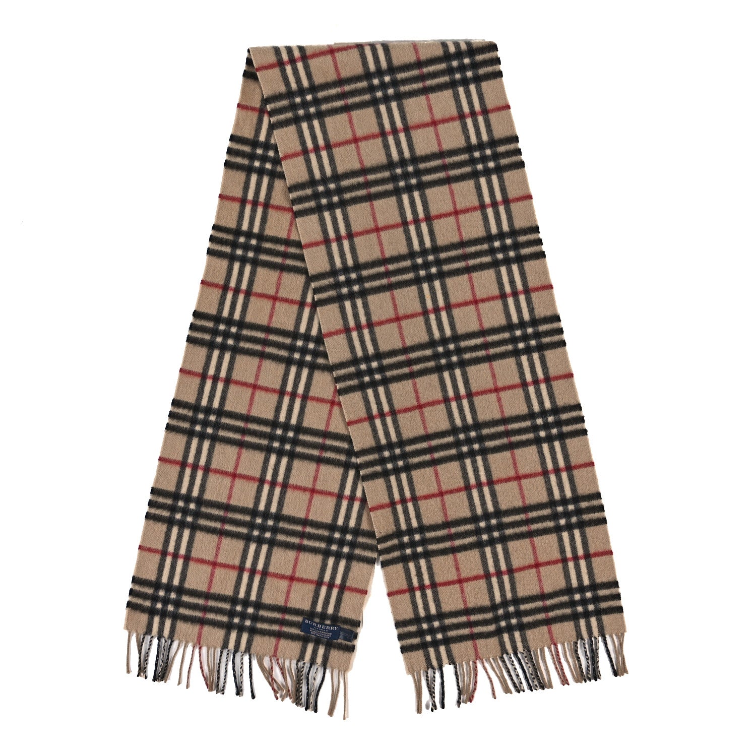 Burberry Cashmere House Check Fringe Scarf Camel 2 of 4