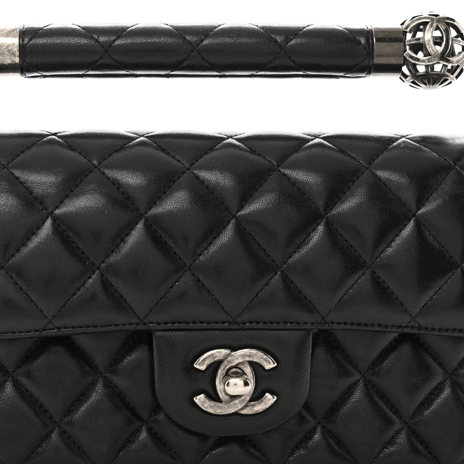 Chanel Lambskin Quilted Mini Around the World Flap Black 8 of 11