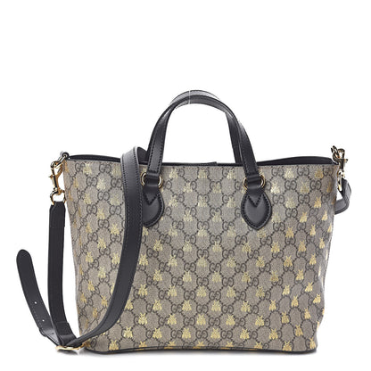 Gucci Soft GG Supreme Monogram Bees Small Crossbody Tote Beige Oro Black 1 of 10