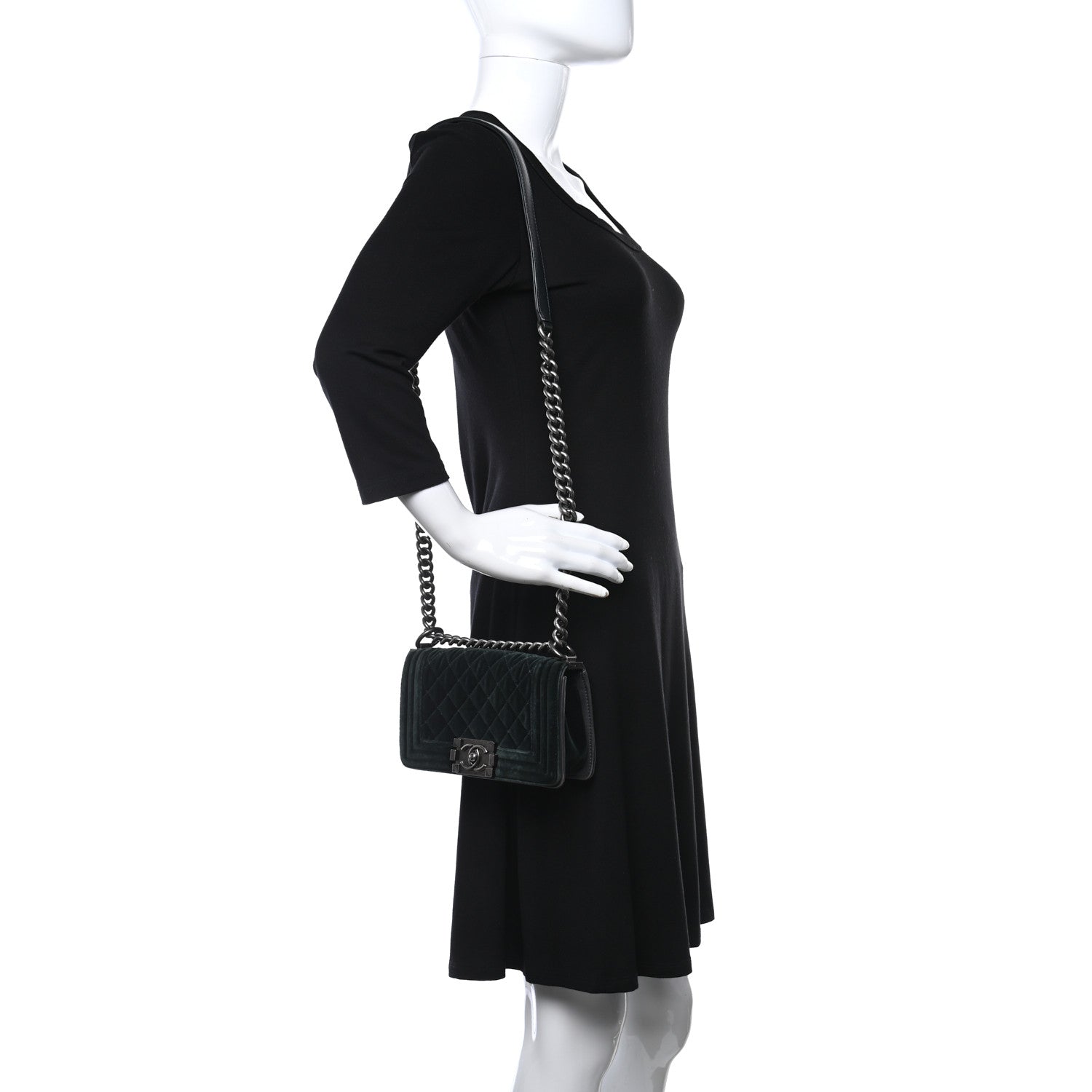 Chanel Velvet Quilted Small Boy Flap Green 3 of 10