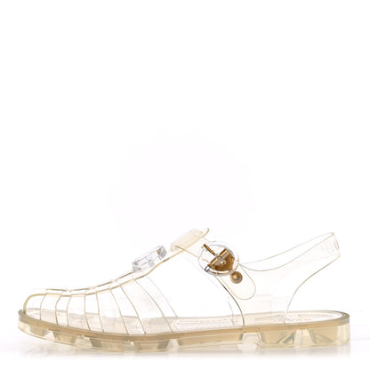 Gucci Shiny Rubber Double G Buckle Strap Sandals 40 Transparent 1 of 9