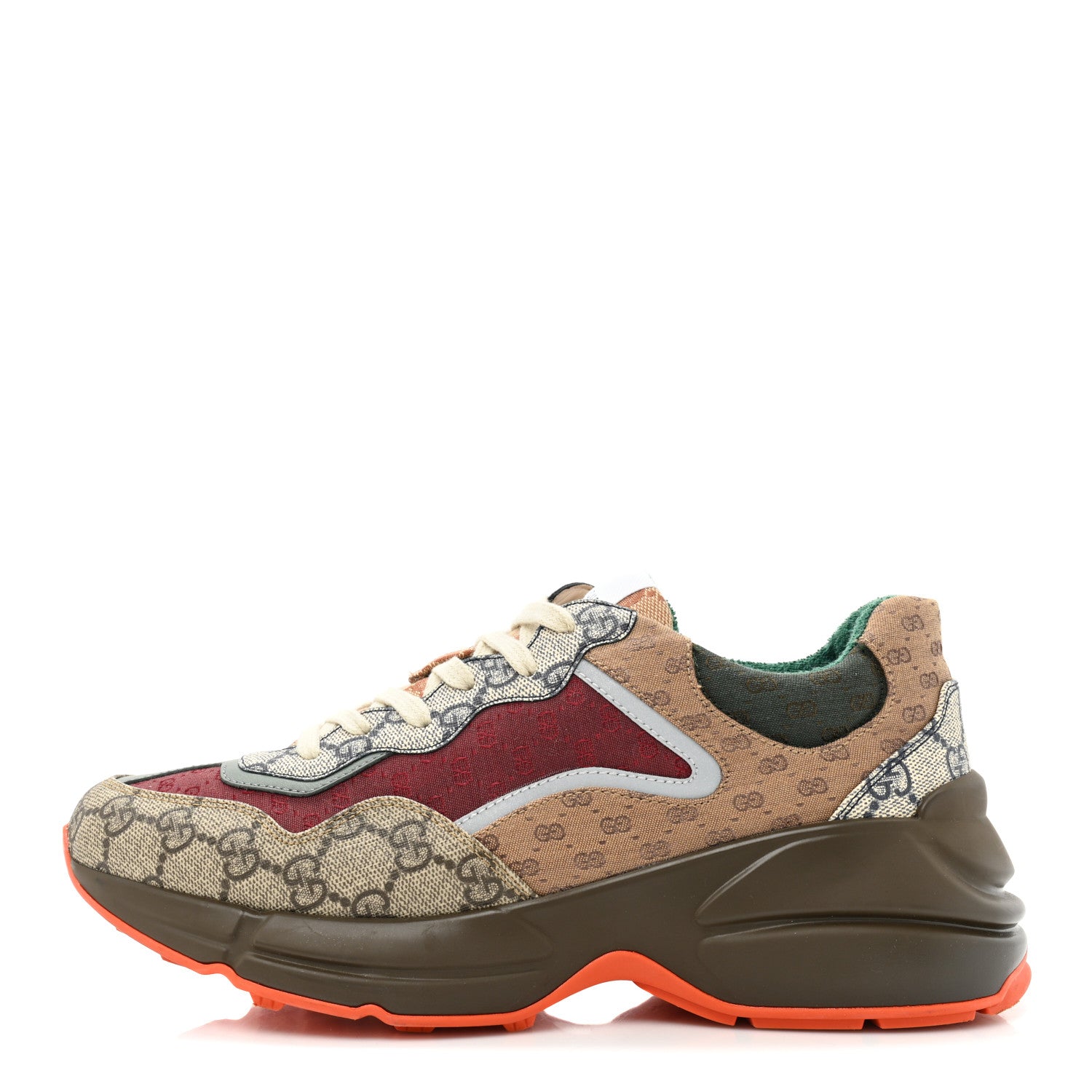Gucci GG Supreme Monogram Mix Monogram Womens Rhyton Sneakers 40 Bordeaux Beige Ebony 1 of 10