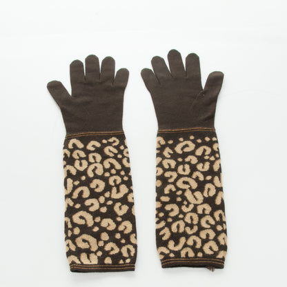 Louis Vuitton Cashmere Silk Leopard Long Gloves Marron 3 of 5