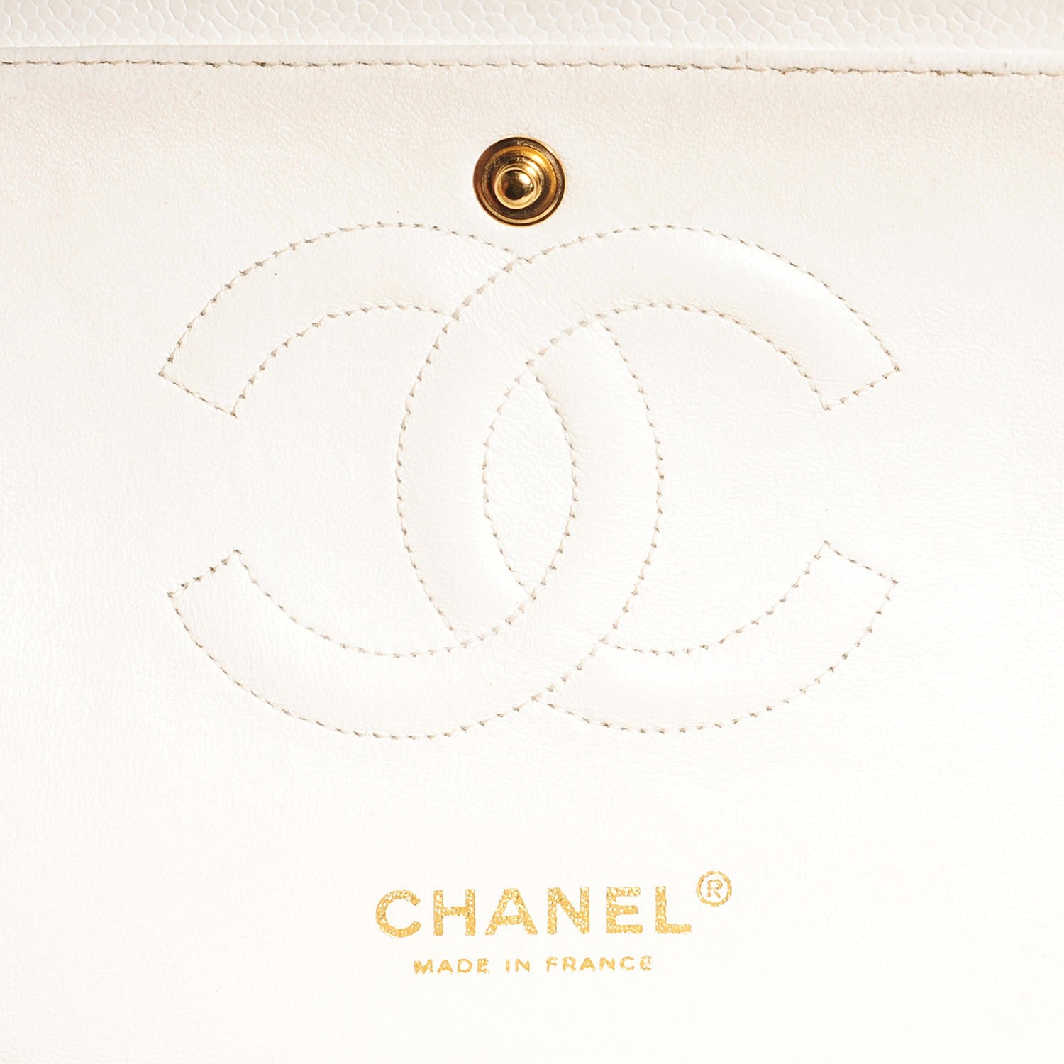 Chanel Caviar Quilted Medium Double Flap White 7 of 9