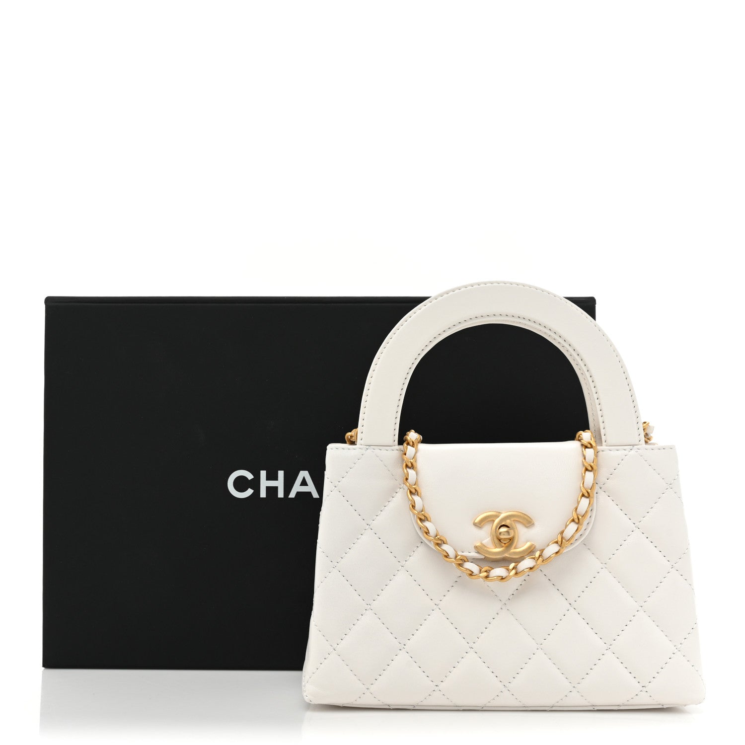 Chanel Shiny Aged Calfskin Quilted Nano Kelly Shopper White 10 of 10