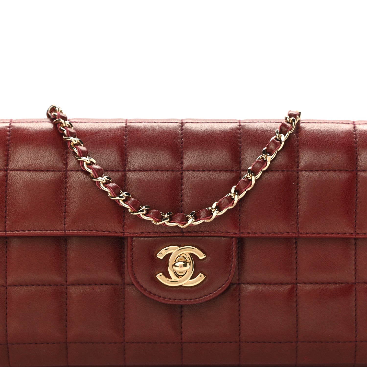 Chanel Lambskin East West Chocolate Bar Flap Bordeaux 9 of 12