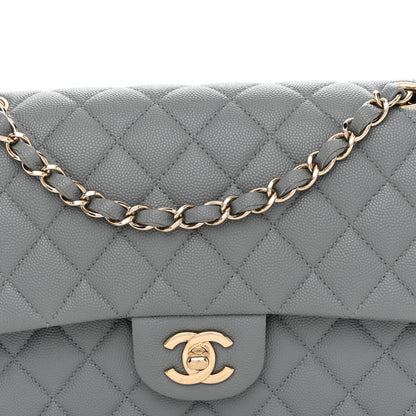 Chanel Caviar Quilted Medium Double Flap Grey 8 of 14