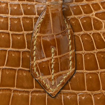 Hermes Shiny Porosus Crocodile Birkin 30 Ficelle Chartreuse 11 of 42