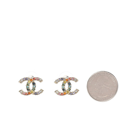 Chanel Crystal Over The Rainbow CC Earrings Gold Multicolor 2 of 5