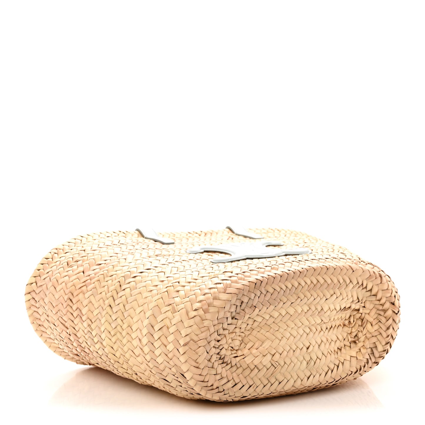 Raffia Calfskin Triomphe Medium Panier Soft Blue