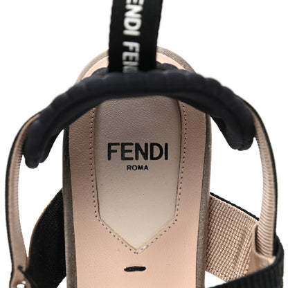 Fendi Satin Technical Mesh Crystal Embellished Colibri Slingback Ballerina Flats 36 Beige Black 7 of 8