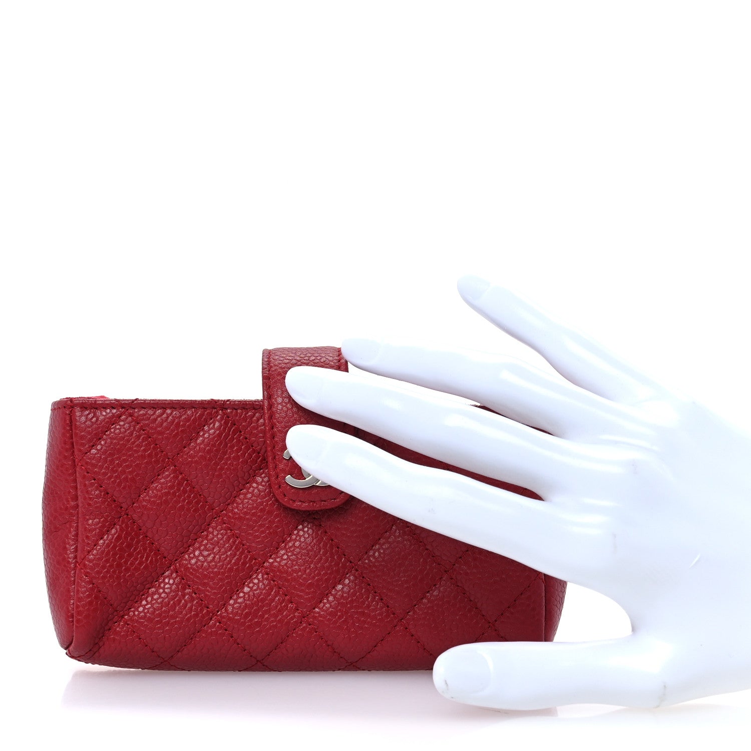 Chanel Caviar Quilted Phone Holder Clutch Red 2 of 8