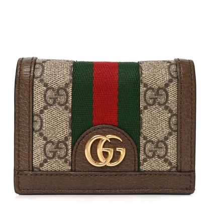 Gucci GG Supreme Monogram Web Ophidia Card Case Beige New Acero 1 of 7
