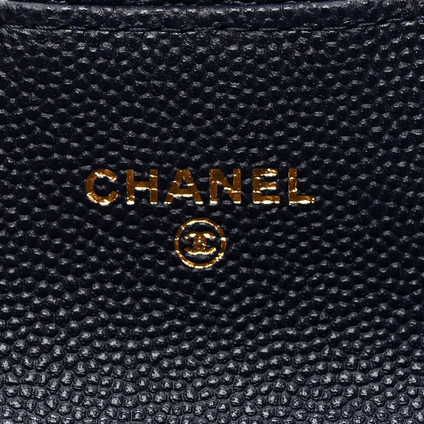 Caviar Quilted Flap Card Holder Wallet Navy Blue