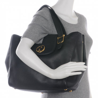Gucci Pebbled Calfskin Medium 1973 Tote Black 2 of 8