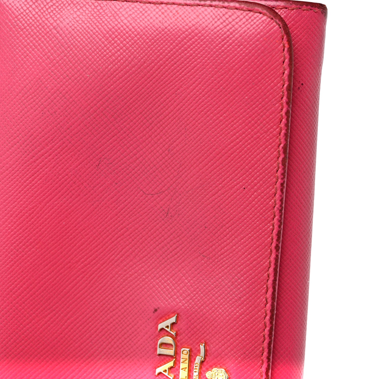 Prada Saffiano Metal Continental Flap Wallet Peonia 12 of 15